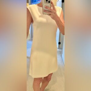 Theory open back cream dress.